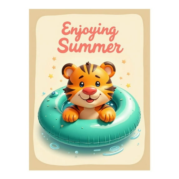 Diamond Art Kit for Adults, Cute Tiger Summer Float Fun Diamond Painting for Adults Beginners, 5D DIY Diamond Art Painting Kits, Colorful Diamond Painting Craft for Home Decor 12x16