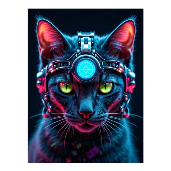 Diamond Art Kit for Adults, Cyber Cat Neon Tech Vision Diamond Painting for Adults Beginners, DIY Diamond Art Painting Kits, 5D Diamond Painting Crafts for Home Decor 12x16 Frameless