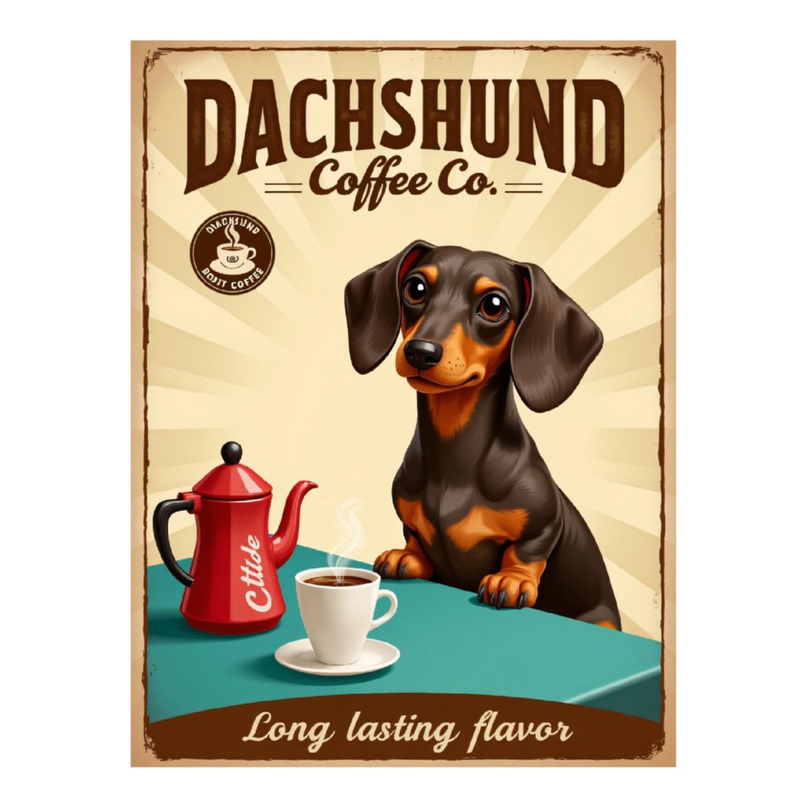 Diamond Art Kit for Adults, Dachshund Coffee Artwork Retro Style Diamond Painting for Adults Beginners, 5D DIY Diamond Art Painting Kits, Colorful Diamond Painting Craft for Home Decor 12x16