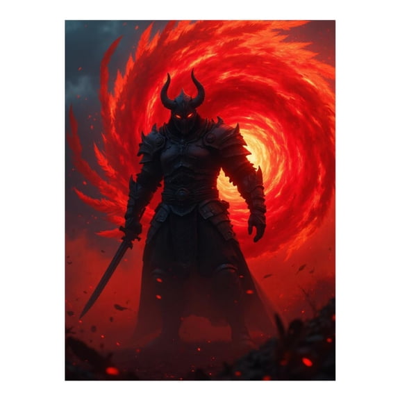 Diamond Art Kit for Adults, Dark Warrior Fiery Vortex Fantasy Diamond Painting for Adults Beginners, DIY Diamond Art Painting Kits, 5D Diamond Painting Crafts for Home Decor 12x16 Frameless