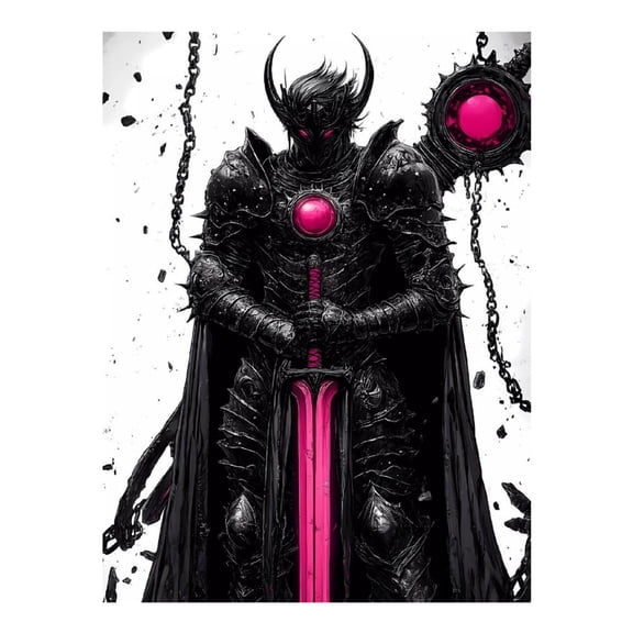 Diamond Art Kit for Adults, Dark Warrior With Pink Sword Diamond Painting for Adults Beginners, DIY Diamond Art Painting Kits, 5D Diamond Painting Crafts for Home Decor 12x16 Frameless