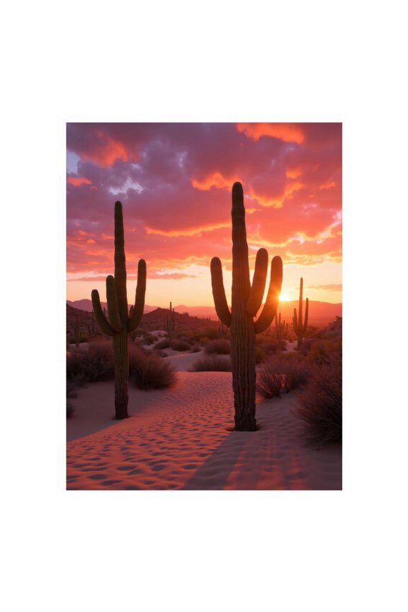 Diamond Art Kit for Adults, Desert Cacti Sunset Vista Diamond Painting for Adults Beginners, DIY Diamond Art Painting Kits, 5D Diamond Painting Crafts for Home Decor 12x16 Frameless