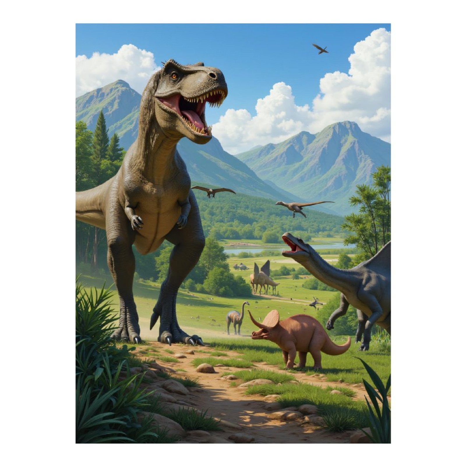 Diamond Art Kit for Adults, Dinosaurs In Prehistoric Landscape Diamond Painting for Adults Beginners, DIY Diamond Art Painting Kits, 5D Diamond Painting Crafts for Home Decor 12x16 Frameless