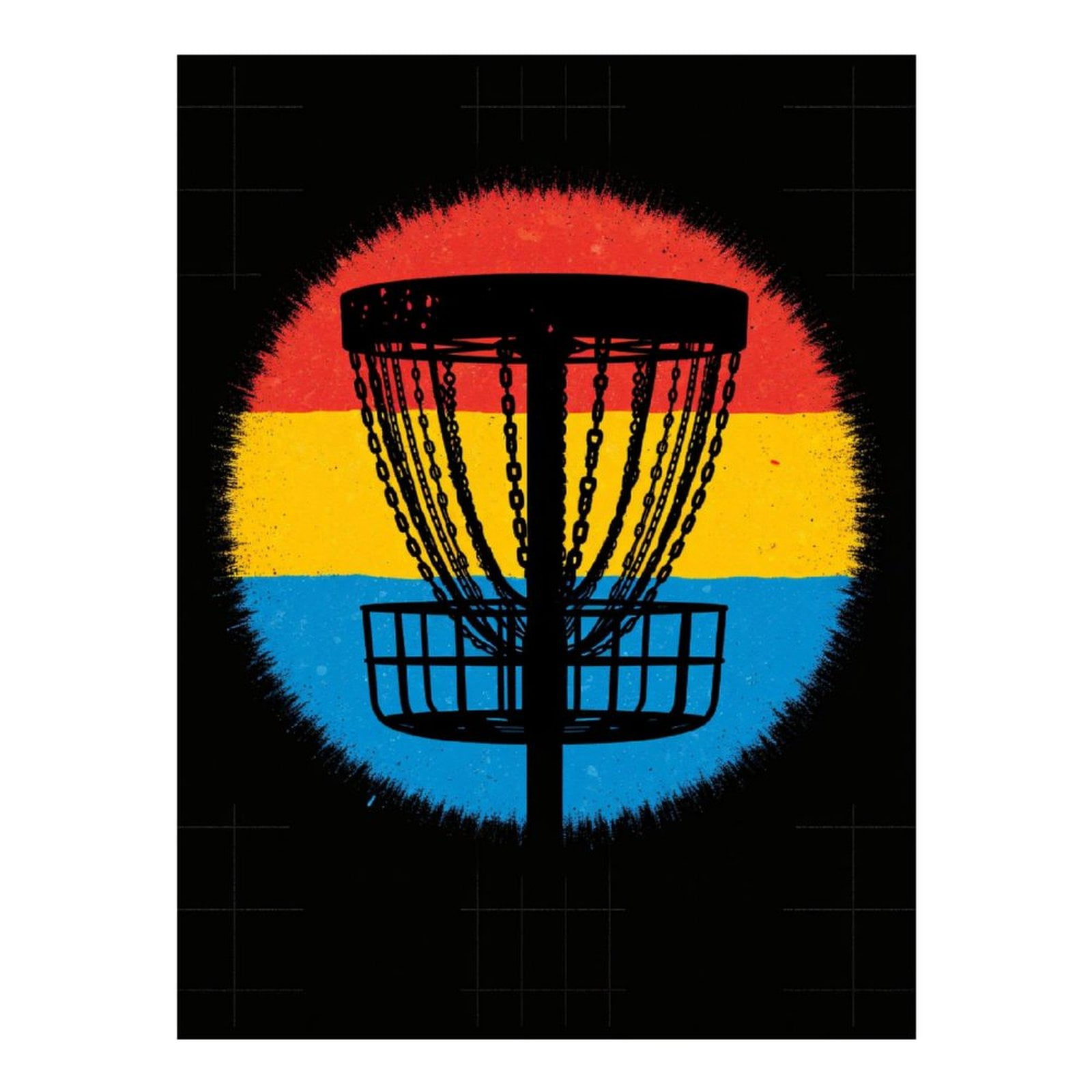 Diamond Art Kit for Adults, Disc Golf Basket Silhouette Retro Diamond Painting for Adults Beginners, 5D DIY Diamond Art Painting Kits, Colorful Diamond Painting Craft for Home Decor 12x16