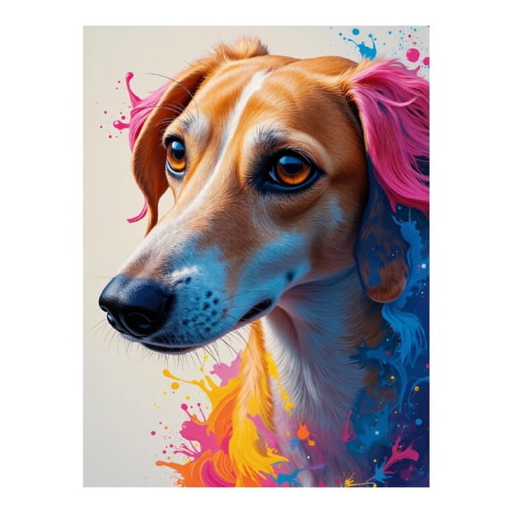Diamond Art Kit for Adults, Dog Artistic Portrait Splash Colors Diamond Painting for Adults Beginners, 5D DIY Diamond Art Painting Kits, Colorful Diamond Painting Craft for Home Decor 12x16