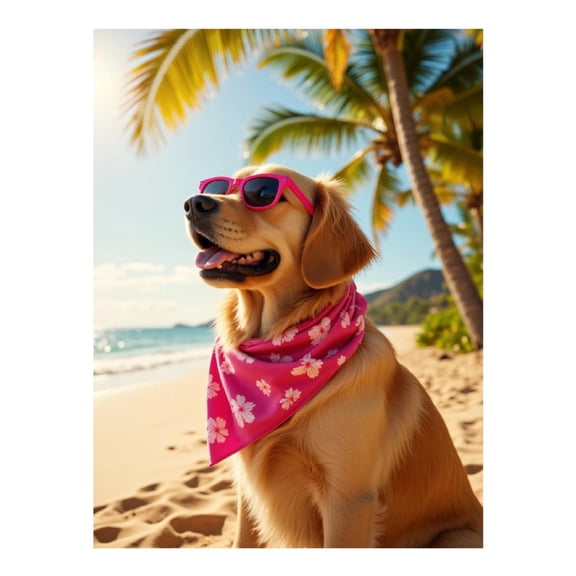 Diamond Art Kit for Adults, Dog Beach Vacation Sunglasses Palms Diamond Painting for Adults Beginners, 5D DIY Diamond Art Painting Kits, Colorful Diamond Painting Craft for Home Decor 12x16 Frameless