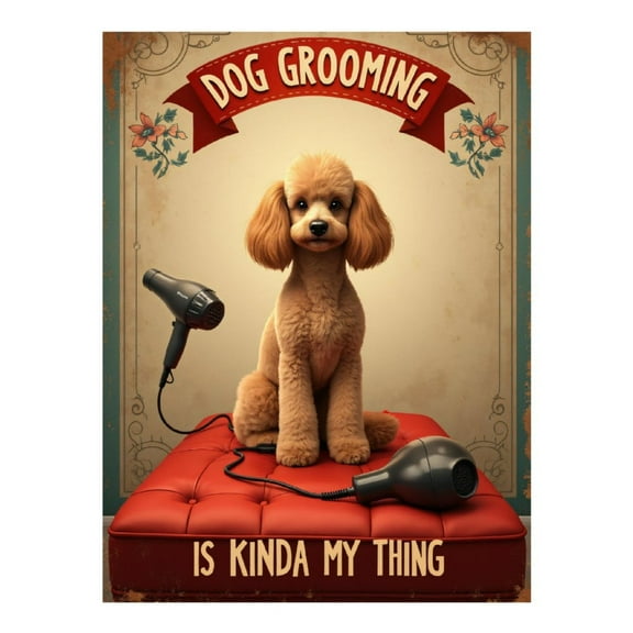 Diamond Art Kit for Adults, Dog Grooming Cute Poodle Retro Style Diamond Painting for Adults Beginners, 5D DIY Diamond Art Painting Kits, Colorful Diamond Painting Craft for Home Decor 12x16