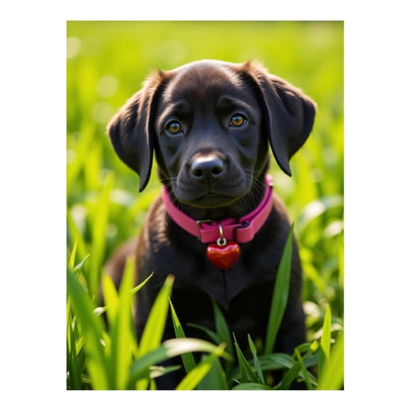 Diamond Art Kit for Adults, Dog Pink Collar Green Grass Diamond Painting for Adults Beginners, 5D DIY Diamond Art Painting Kits, Colorful Diamond Painting Craft for Home Decor 12x16