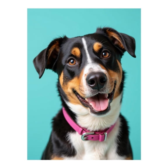 Diamond Art Kit for Adults, Dog With Pink Collar Smiling Background Diamond Painting for Adults Beginners, 5D DIY Diamond Art Painting Kits, Colorful Diamond Painting Craft for Home Decor 12x16