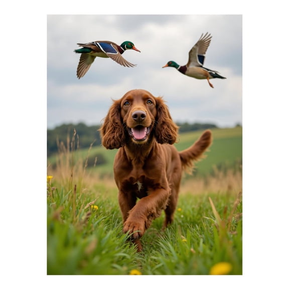 Diamond Art Kit for Adults, Dog Running Ducks Flying Meadow Diamond Painting for Adults Beginners, DIY Diamond Art Painting Kits, 5D Diamond Painting Crafts for Home Decor 12x16 Frameless