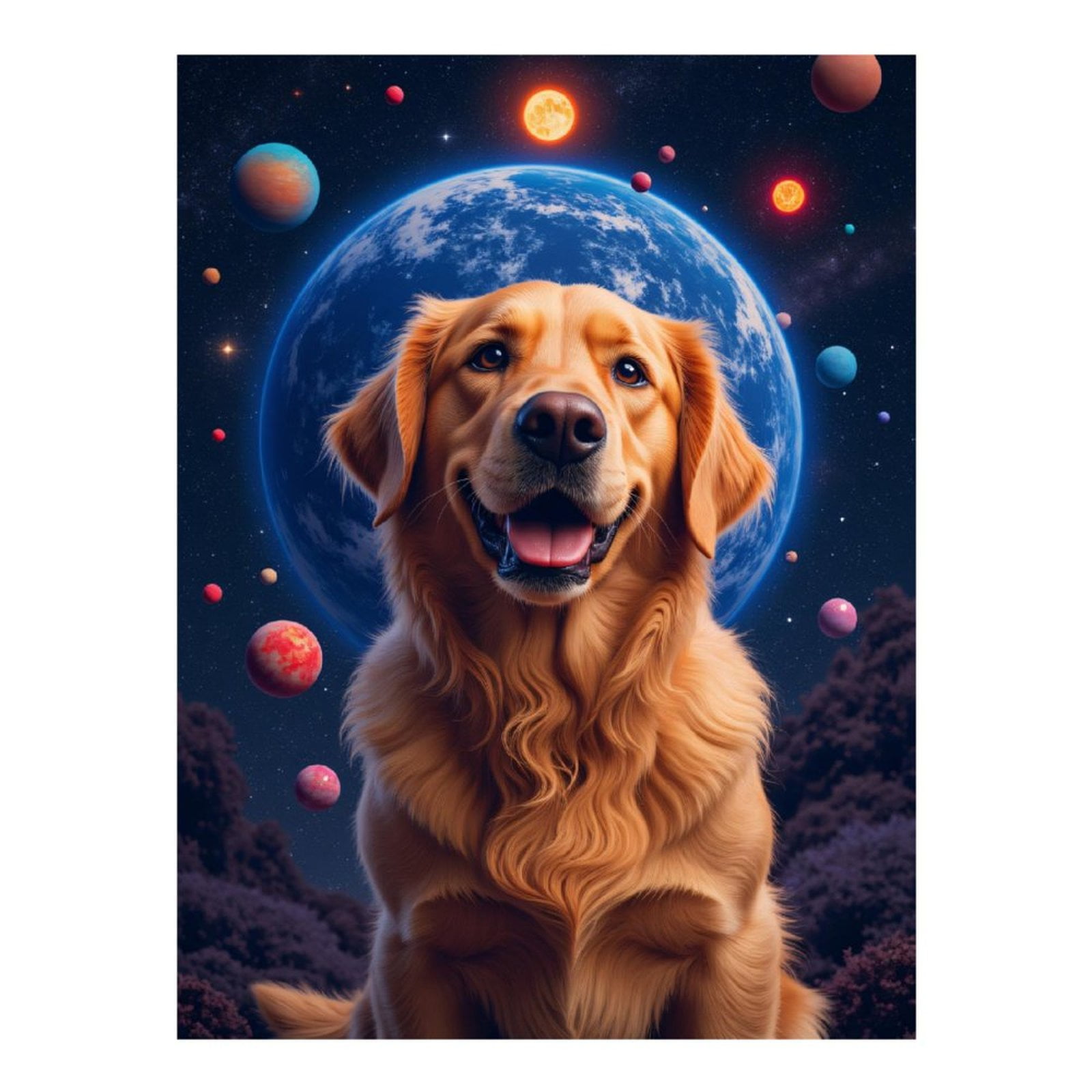 Diamond Art Kit for Adults, Dog Space Adventure Planets Stars Diamond Painting for Adults Beginners, DIY Diamond Art Painting Kits, 5D Diamond Painting Crafts for Home Decor 12x16 Frameless