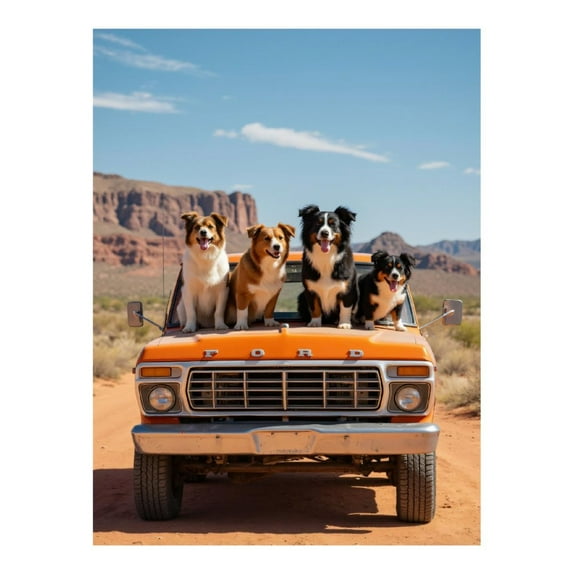 Diamond Art Kit for Adults, Dogs Desert Truck Adventure Diamond Painting for Adults Beginners, DIY Diamond Art Painting Kits, 5D Diamond Painting Crafts for Home Decor 12x16 Frameless