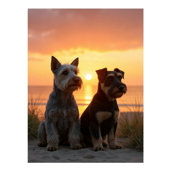 Diamond Art Kit for Adults, Dogs Sunset Beach Silhouette Diamond Painting for Adults Beginners, 5D DIY Diamond Art Painting Kits, Colorful Diamond Painting Craft for Home Decor 12x16