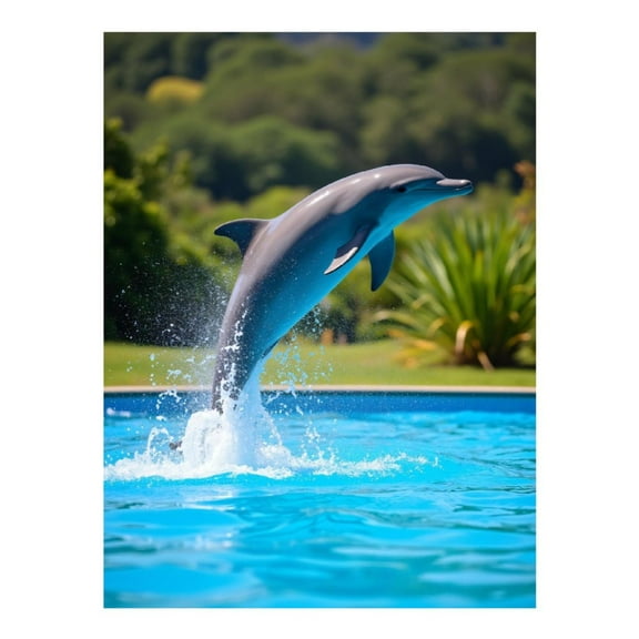 Diamond Art Kit for Adults, Dolphin Leaping Blue Pool Diamond Painting for Adults Beginners, DIY Diamond Art Painting Kits, 5D Diamond Painting Crafts for Home Decor 12x16 Frameless