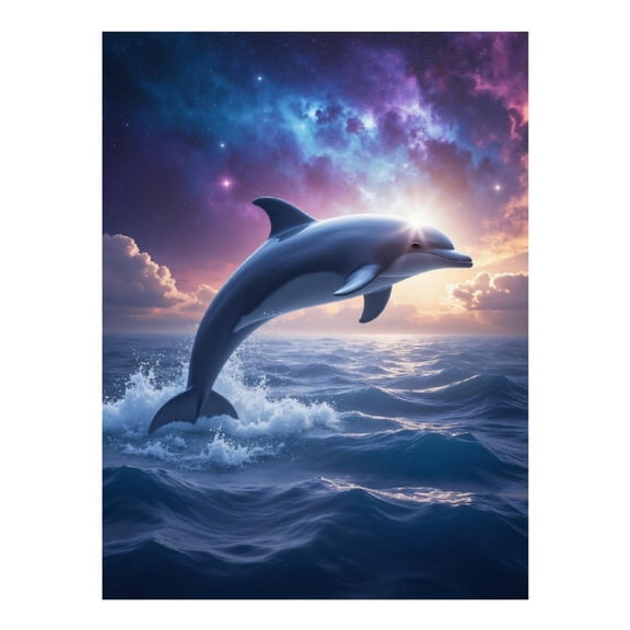 Diamond Art Kit for Adults, Dolphin Leaping Ocean Sunset Sky Diamond Painting for Adults Beginners, DIY Diamond Art Painting Kits, 5D Diamond Painting Crafts for Home Decor 12x16 Frameless