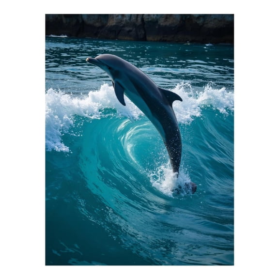 Diamond Art Kit for Adults, Dolphin Splashing Ocean Waves Diamond Painting for Adults Beginners, DIY Diamond Art Painting Kits, 5D Diamond Painting Crafts for Home Decor 12x16 Frameless