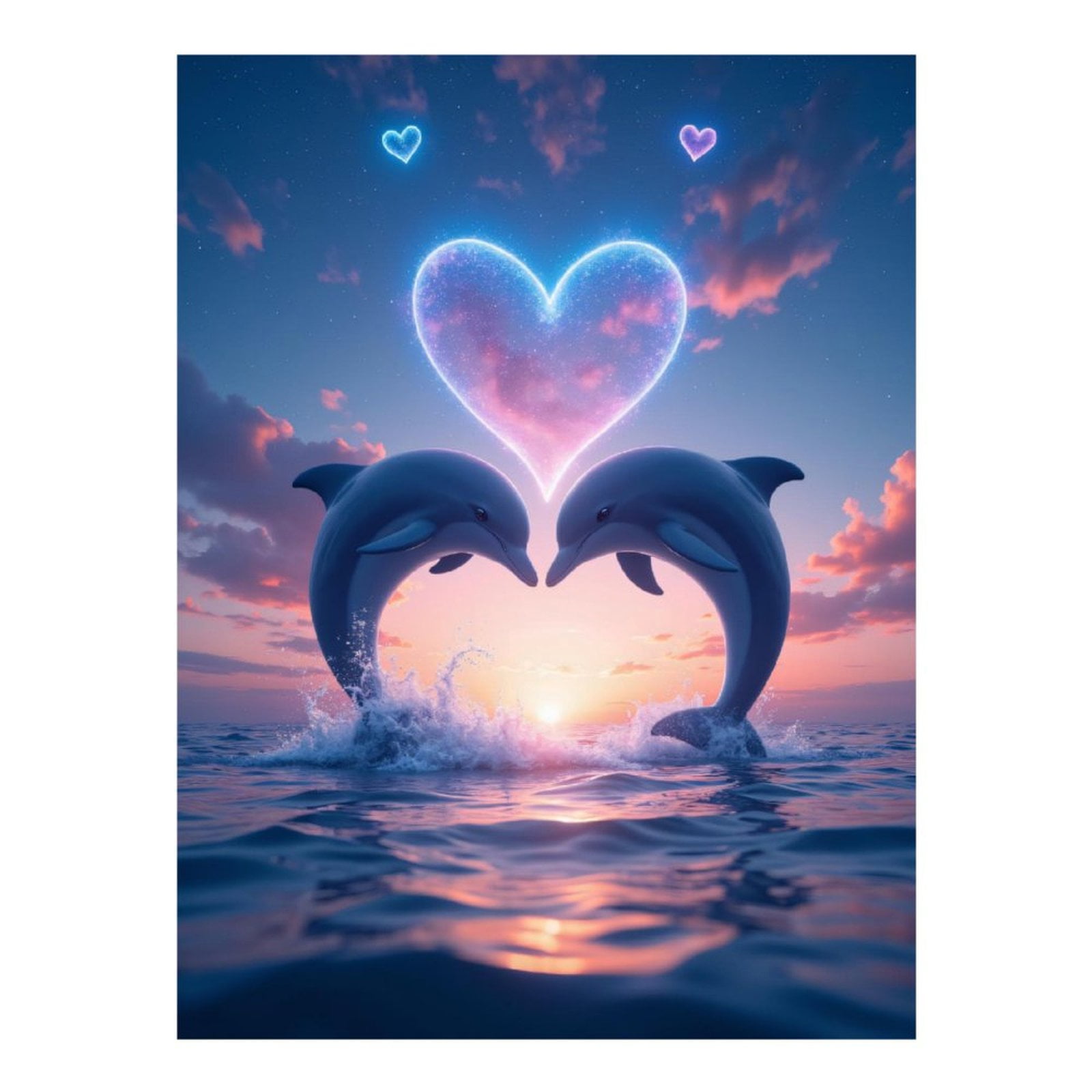 Diamond Art Kit for Adults, Dolphins Love Sea Sunset Sky Diamond Painting for Adults Beginners, 5D DIY Diamond Art Painting Kits, Colorful Diamond Painting Craft for Home Decor 12x16 Frameless