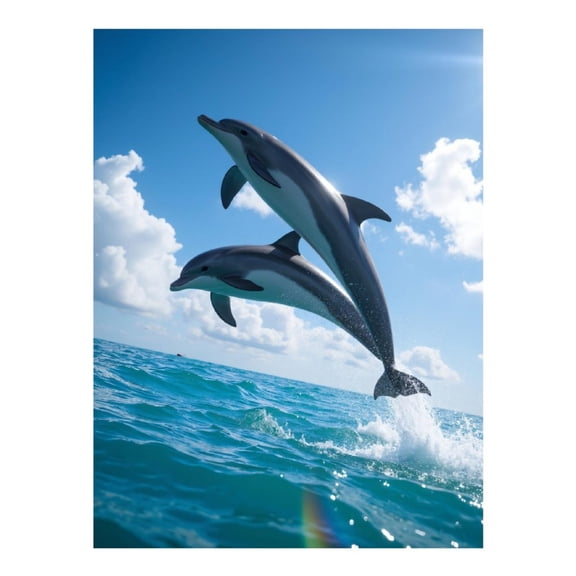 Diamond Art Kit for Adults, Dolphins Ocean Jump Blue Sky Diamond Painting for Adults Beginners, 5D DIY Diamond Art Painting Kits, Colorful Diamond Painting Craft for Home Decor 12x16