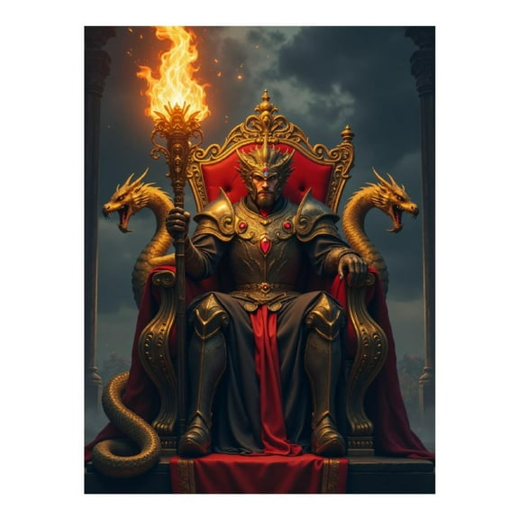 Diamond Art Kit for Adults, Dragon Throne Royalty Fantasy King Diamond Painting for Adults Beginners, 5D DIY Diamond Art Painting Kits, Colorful Diamond Painting Craft for Home Decor 12x16 Frameless