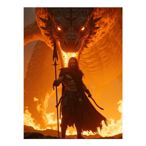 Diamond Art Kit for Adults, Dragon Warrior Fire Eruption Fantasy Diamond Painting for Adults Beginners, DIY Diamond Art Painting Kits, 5D Diamond Painting Crafts for Home Decor 12x16 Frameless