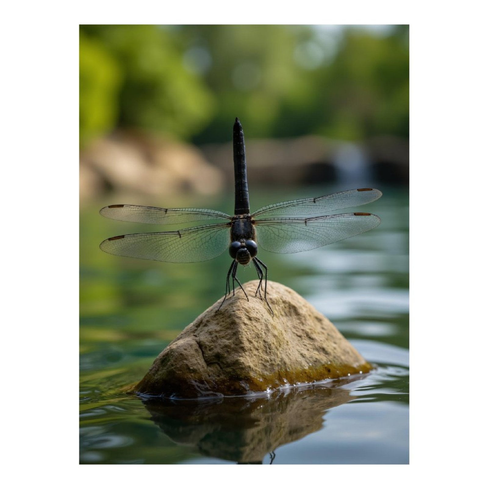 Diamond Art Kit for Adults, Dragonfly Perched On Rock Lake Diamond Painting for Adults Beginners, 5D DIY Diamond Art Painting Kits, Colorful Diamond Painting Craft for Home Decor 12x16