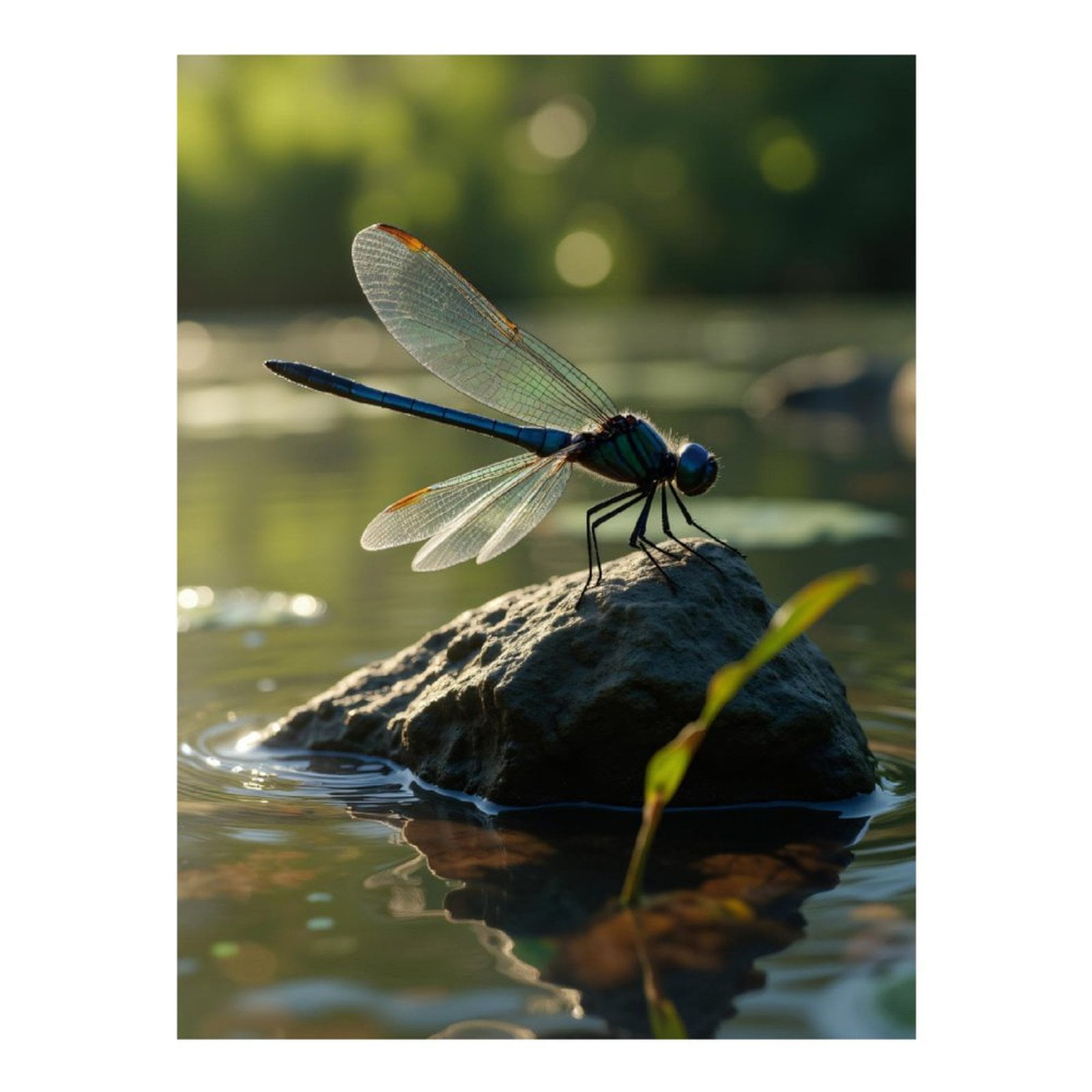 Diamond Art Kit for Adults, Dragonfly Resting On Rock Diamond Painting for Adults Beginners, 5D DIY Diamond Art Painting Kits, Colorful Diamond Painting Craft for Home Decor 12x16