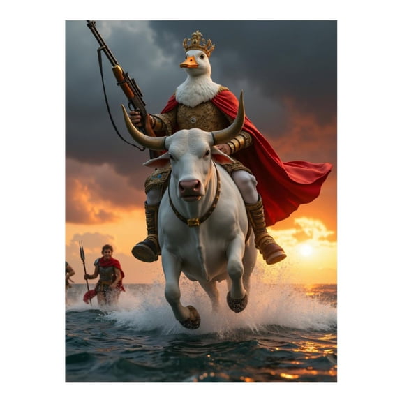 Diamond Art Kit for Adults, Duck King Riding Majestic Ox Diamond Painting for Adults Beginners, 5D DIY Diamond Art Painting Kits, Colorful Diamond Painting Craft for Home Decor 12x16