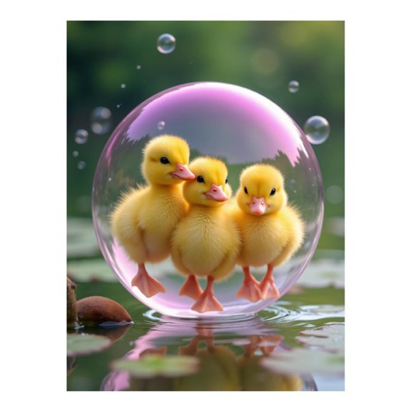 Diamond Art Kit for Adults, Ducklings Bubble Pond Scene Diamond Painting for Adults Beginners, DIY Diamond Art Painting Kits, 5D Diamond Painting Crafts for Home Decor 12x16 Frameless