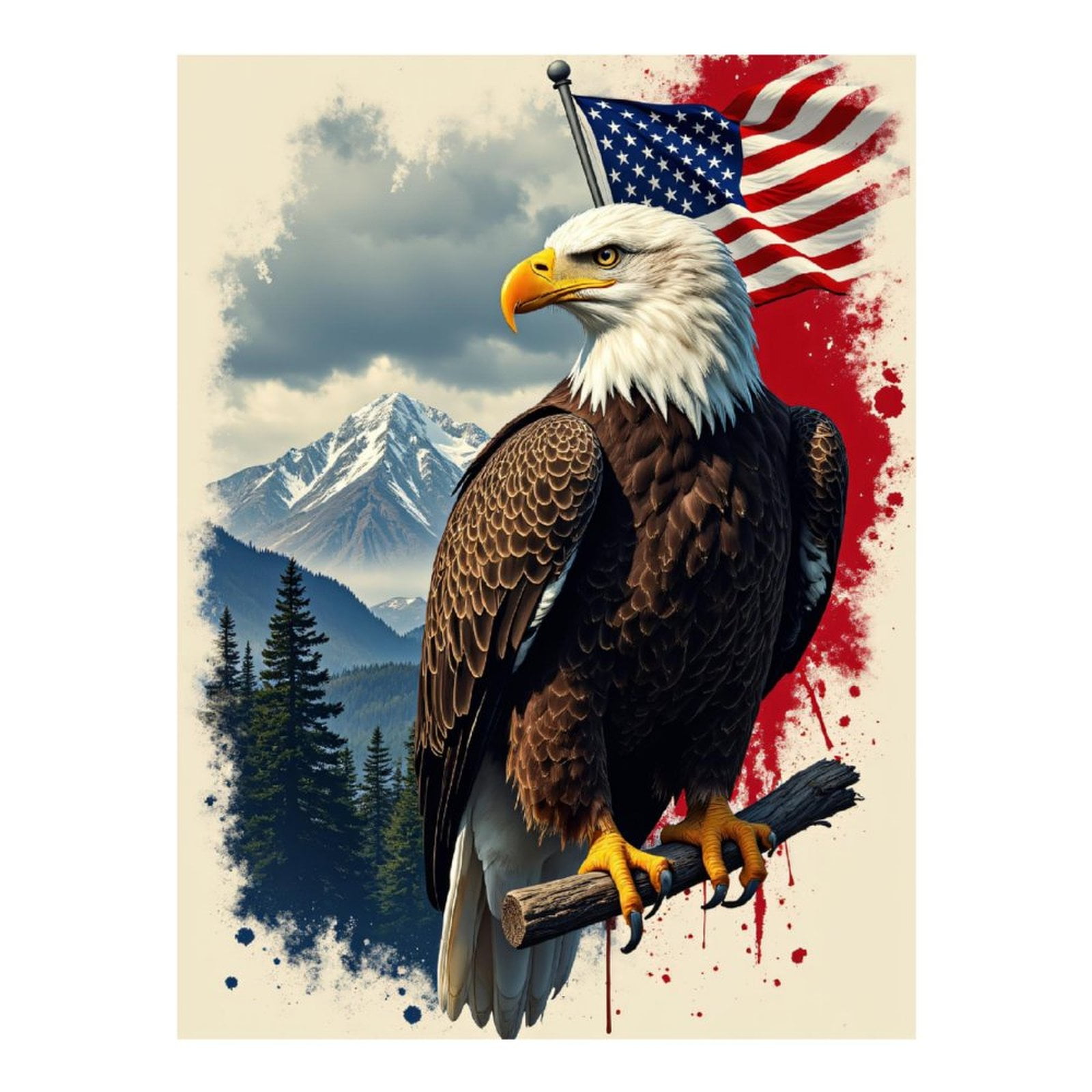 Brvsk Eagle Needlepoint Kit For Beginners - 16x16 Inch Printed Canvas, Yarn & Needles Included, DIY Pillow Craft