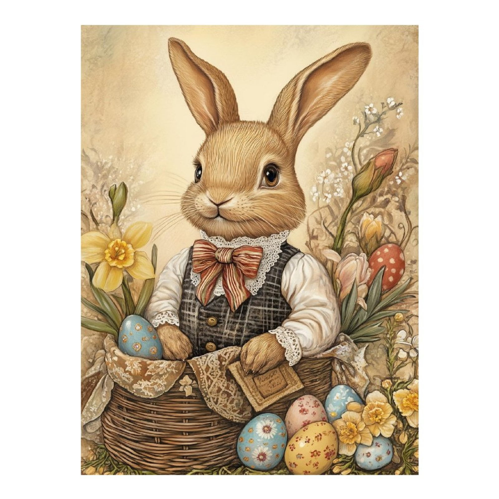 Diamond Art Kit for Adults, Easter Bunny Basket Spring Scene Diamond Painting for Adults Beginners, 5D DIY Diamond Art Painting Kits, Colorful Diamond Painting Craft for Home Decor 12x16