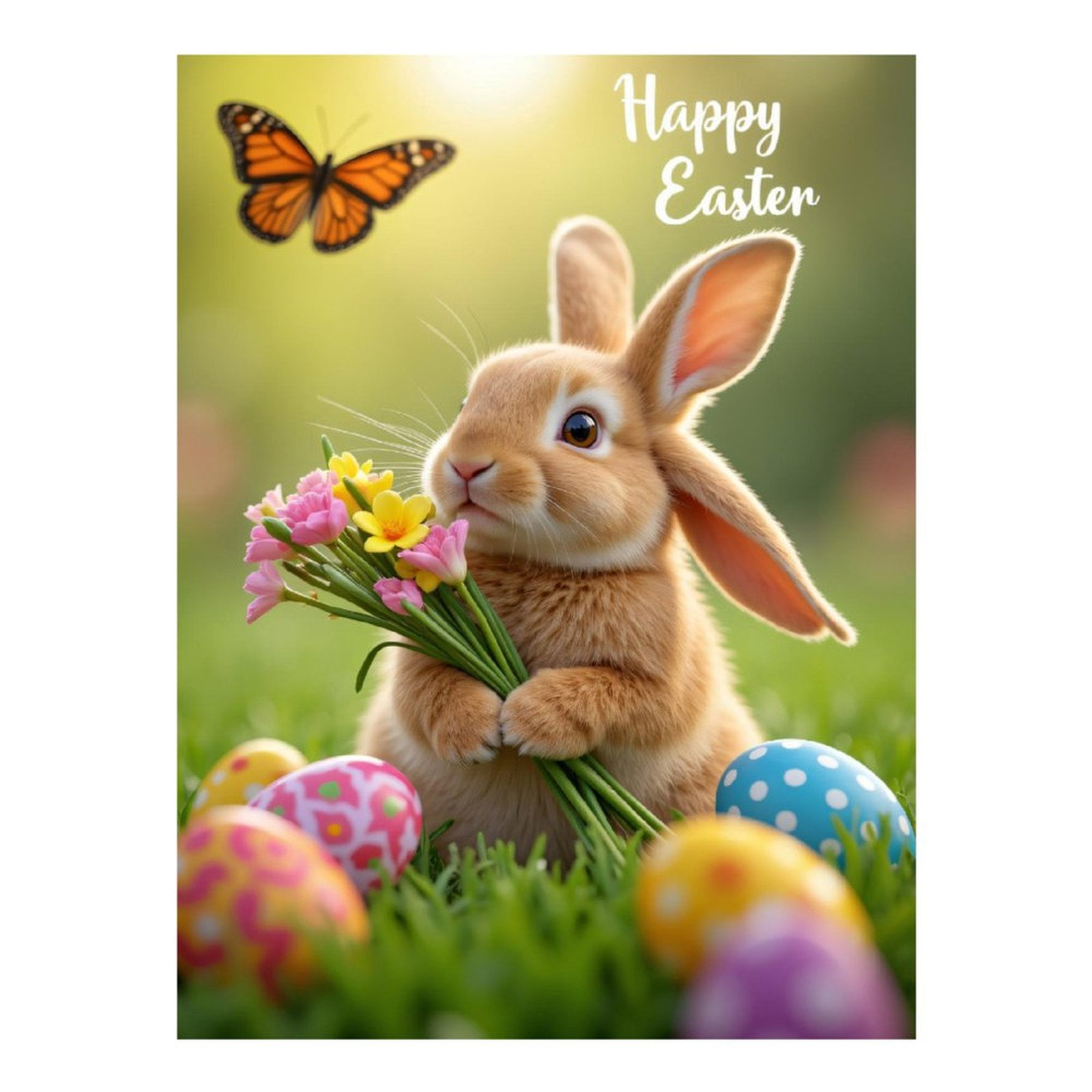 Diamond Art Kit for Adults, Easter Bunny Flowers Butterfly Eggs Diamond Painting for Adults Beginners, 5D DIY Diamond Art Painting Kits, Colorful Diamond Painting Craft for Home Decor 12x16