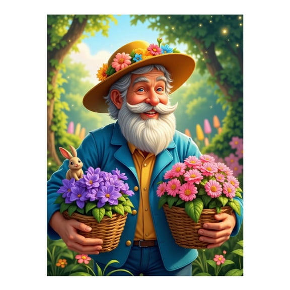 Diamond Art Kit for Adults, Elderly Gardener With Blooms Diamond Painting for Adults Beginners, DIY Diamond Art Painting Kits, 5D Diamond Painting Crafts for Home Decor 12x16 Frameless