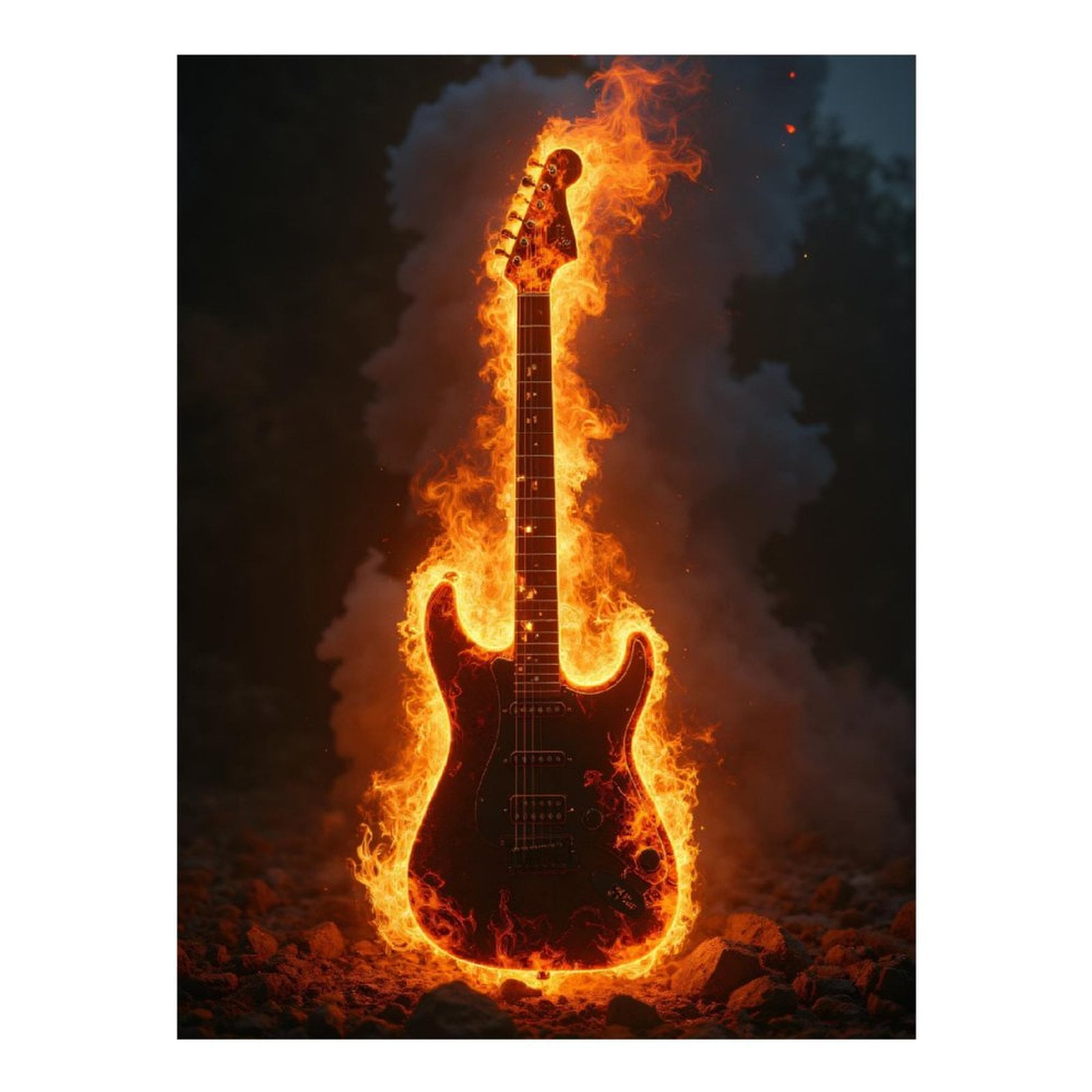 Diamond Art Kit for Adults, Electric Guitar Ablaze Fiery Rock Diamond Painting for Adults Beginners, DIY Diamond Art Painting Kits, 5D Diamond Painting Crafts for Home Decor 12x16 Frameless