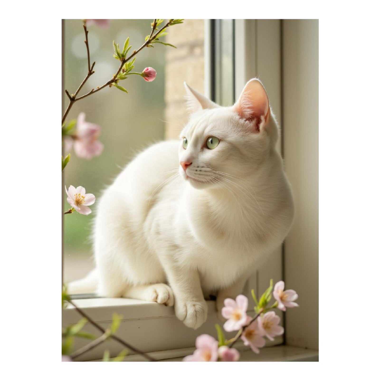 Diamond Art Kit for Adults, Elegant White Cat By Blossoms Diamond Painting for Adults Beginners, 5D DIY Diamond Art Painting Kits, Colorful Diamond Painting Craft for Home Decor 12x16