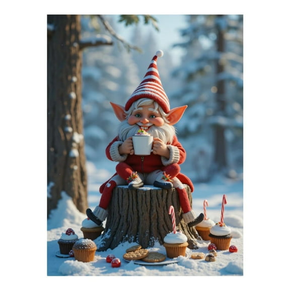 Diamond Art Kit for Adults, Elf Winter Treats Merry Scene Diamond Painting for Adults Beginners, 5D DIY Diamond Art Painting Kits, Colorful Diamond Painting Craft for Home Decor 12x16