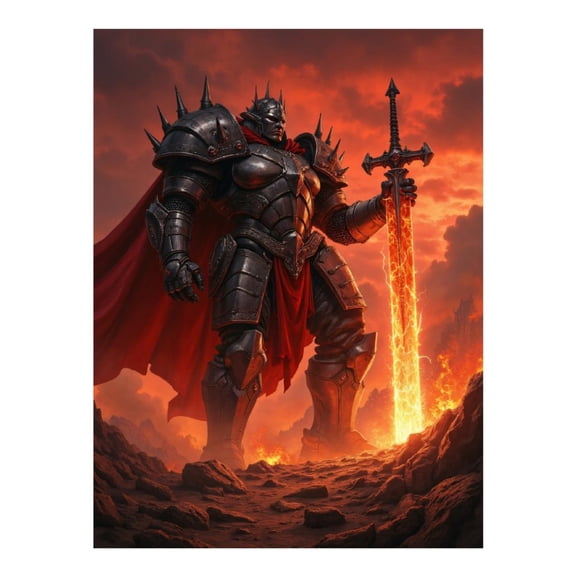 Diamond Art Kit for Adults, Epic Armored Knight With Flaming Sword Diamond Painting for Adults Beginners, 5D DIY Diamond Art Painting Kits, Colorful Diamond Painting Craft for Home Decor 12x16
