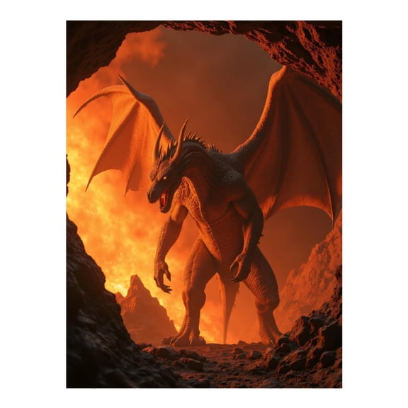 Diamond Art Kit for Adults, Epic Fire Breathing Dragon Cave Diamond Painting for Adults Beginners, 5D DIY Diamond Art Painting Kits, Colorful Diamond Painting Craft for Home Decor 12x16