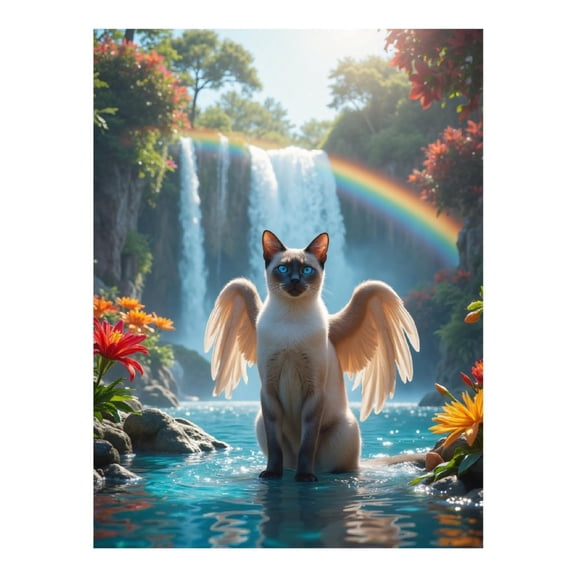 Diamond Art Kit for Adults, Ethereal Feline Wings Waterfall Rainbow Diamond Painting for Adults Beginners, DIY Diamond Art Painting Kits, 5D Diamond Painting Crafts for Home Decor 12x16 Frameless