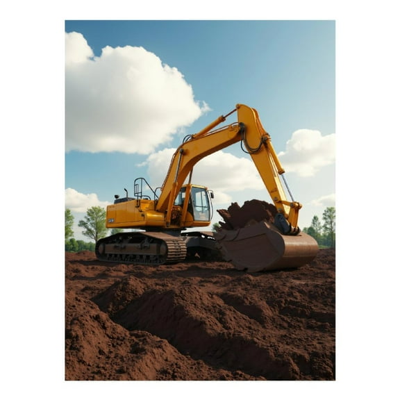 Diamond Art Kit for Adults, Excavator Digging Earth Site Sky Diamond Painting for Adults Beginners, 5D DIY Diamond Art Painting Kits, Colorful Diamond Painting Craft for Home Decor 12x16