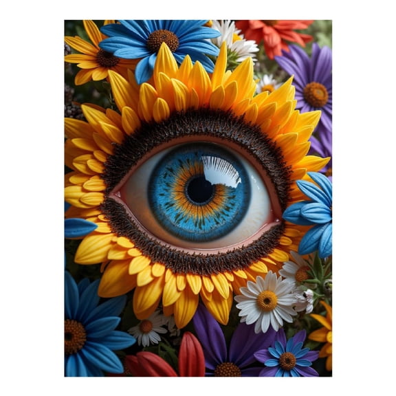 Diamond Art Kit for Adults, Eye Flowers Vibrant Colors Fusion Diamond Painting for Adults Beginners, 5D DIY Diamond Art Painting Kits, Colorful Diamond Painting Craft for Home Decor 12x16