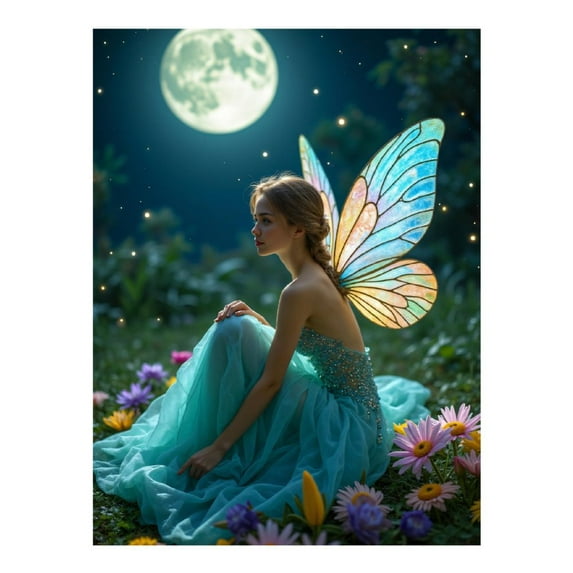 Diamond Art Kit for Adults, Fairy Moonlight Fantasy Garden Wings Diamond Painting for Adults Beginners, DIY Diamond Art Painting Kits, 5D Diamond Painting Crafts for Home Decor 12x16 Frameless