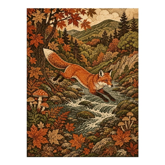 Diamond Art Kit for Adults, Fall Fox Forest Diamond Painting for Adults Beginners, 5D DIY Diamond Art Painting Kits, Colorful Diamond Painting Craft for Home Decor 12x16