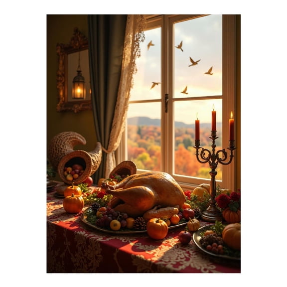 Diamond Art Kit for Adults, Fall Harvest Feast Table Decor Diamond Painting for Adults Beginners, 5D DIY Diamond Art Painting Kits, Colorful Diamond Painting Craft for Home Decor 12x16