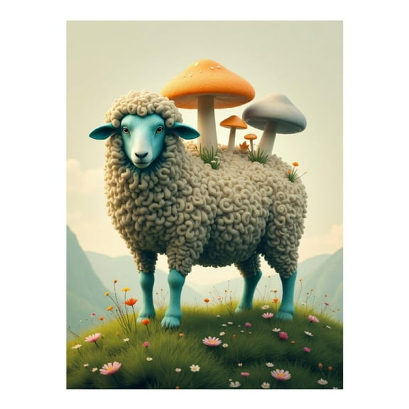Diamond Art Kit for Adults, Fantasy Sheep Pastoral Mushrooms Dream Diamond Painting for Adults Beginners, 5D DIY Diamond Art Painting Kits, Colorful Diamond Painting Craft for Home Decor 12x16