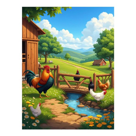 Diamond Art Kit for Adults, Farmyard Serenity Scenic Countryside Diamond Painting for Adults Beginners, 5D DIY Diamond Art Painting Kits, Colorful Diamond Painting Craft for Home Decor 12x16