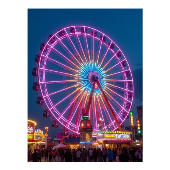 Diamond Art Kit for Adults, Ferris Wheel Night Lights Carnival Diamond Painting for Adults Beginners, 5D DIY Diamond Art Painting Kits, Colorful Diamond Painting Craft for Home Decor 12x16