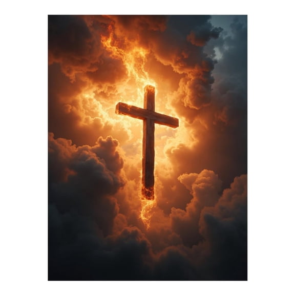 Diamond Art Kit for Adults, Fiery Cross In Dramatic Clouds Diamond Painting for Adults Beginners, DIY Diamond Art Painting Kits, 5D Diamond Painting Crafts for Home Decor 12x16 Frameless