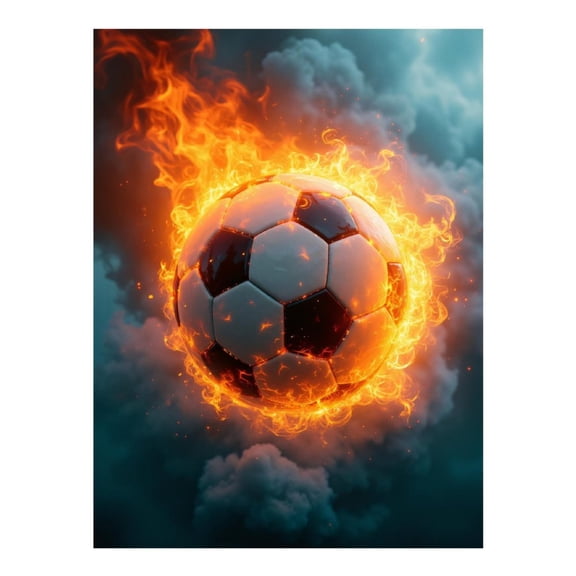 Diamond Art Kit for Adults, Fiery Soccer Ball Fusion Diamond Painting for Adults Beginners, 5D DIY Diamond Art Painting Kits, Colorful Diamond Painting Craft for Home Decor 12x16