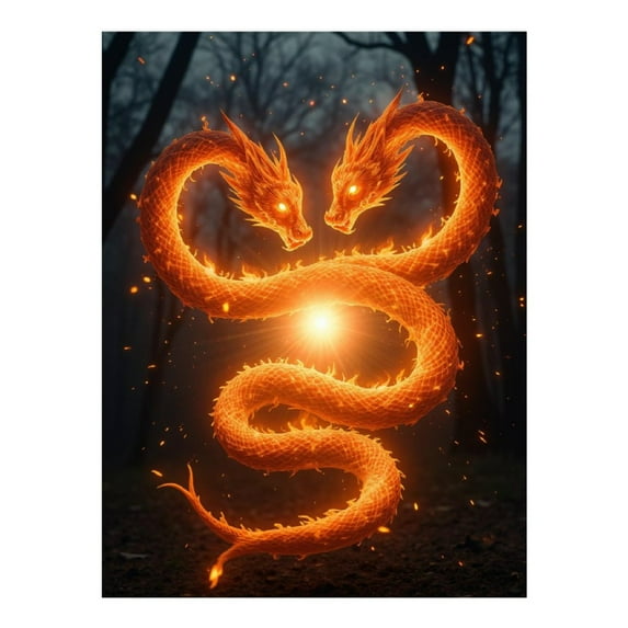Diamond Art Kit for Adults, Fire Serpent Dual Guardians Diamond Painting for Adults Beginners, DIY Diamond Art Painting Kits, 5D Diamond Painting Crafts for Home Decor 12x16 Frameless