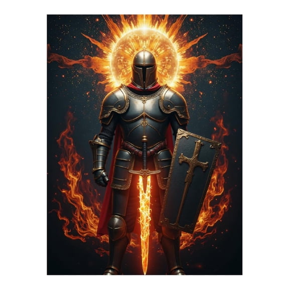 Diamond Art Kit for Adults, Fire Warrior Armor Sword Shield Diamond Painting for Adults Beginners, 5D DIY Diamond Art Painting Kits, Colorful Diamond Painting Craft for Home Decor 12x16